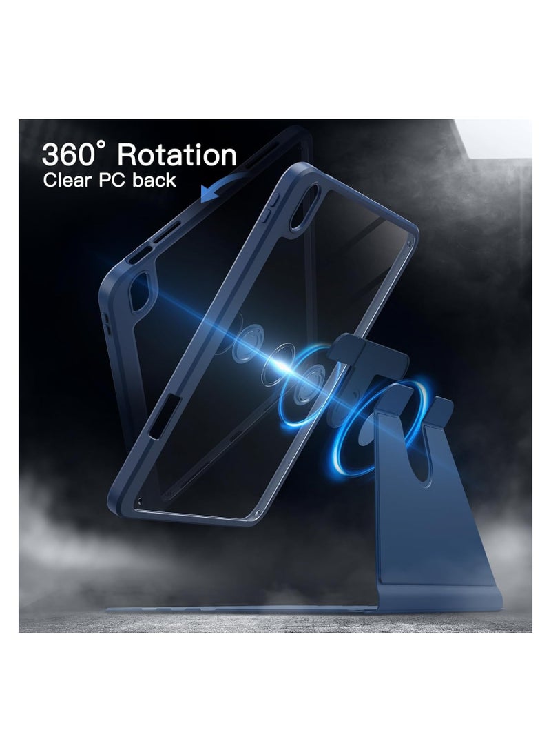 آرمور كفر ايباد الجيل العاشر  10.9 بوصة 2022 / ايباد الجيل الحادي عشر (A16) 10.9 بوصة 2025 مع حامل قلم غطاء واقي دوار 360 درجة بظهر شفاف اغلاق/تشغيل الشاشة تلقائي ، شفاف / أزرق - Image 2