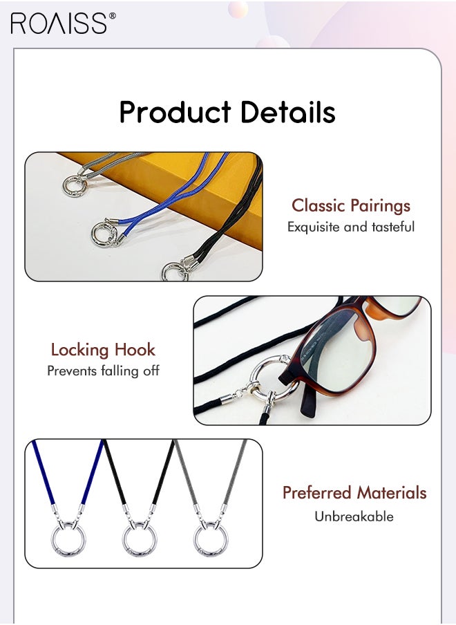 roaiss - 3Pcs Eyeglass Holder Necklace Ring Simple Glasses Loop Holder Strap Chain Sunglasses Holder Anti-lost Cord Necklace for Men and Women - Image 1