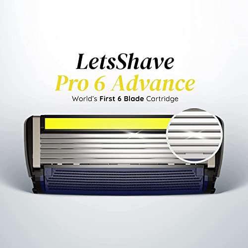 LetsShave Pro 6 Advance Manual Shaving Razor Blades Refills (Cartridge), Pack of 8, World's First 6-Blade & Precison Back Blade with Argan Oil & Aloe Vera Infused Moisture Bar, Blades for Men - Image 2