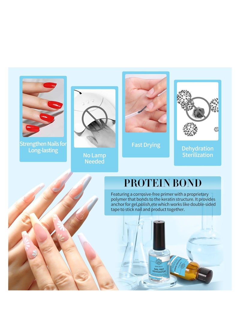 Born Pretty مجموعة هدايا من BORN PRETTY Natural Nail Prep Dehydrated and Bond Primer خالية من الأحماض، 15 مل، مجفف لطلاء الأظافر الأكريليكي والهلام، برايمر غير حمضي لجل الأشعة فوق البنفسجية سريع الجفاف ومادة رابطة فائقة  - Image 5