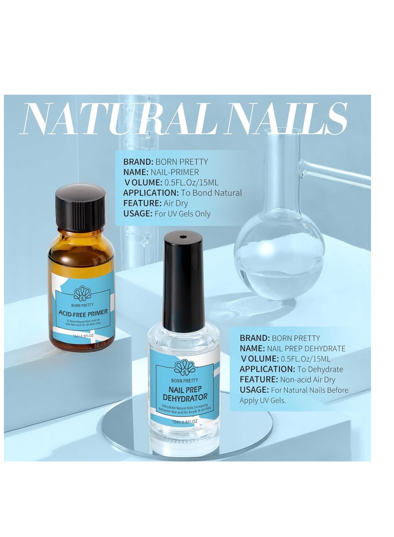 Born Pretty Nail Dehydrate and Primer, 15ml HEMA&TPO Free Dehydrator for Acrylic and Gel Nail Polish, Non Acid Primer for U V Gels, No Burn Fast Air Dry Nail Prep Dehydrator Set, 0.5oz - Image 3