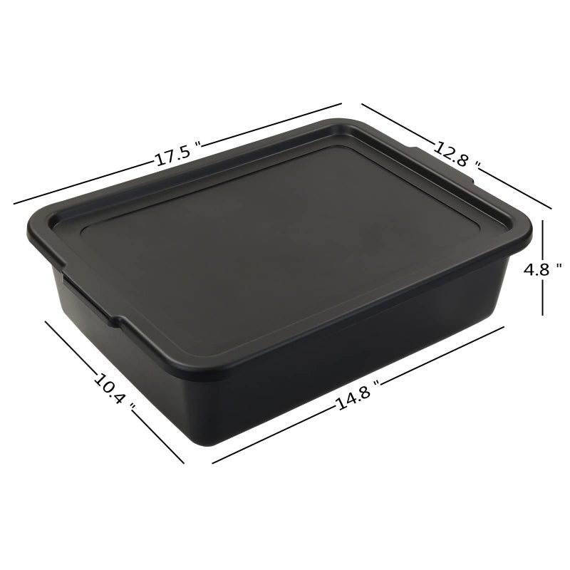 Pekky 13 L Food Service Bus Tubs with Lids, 3 Packs Commercial Tote Box, Black - Image 4