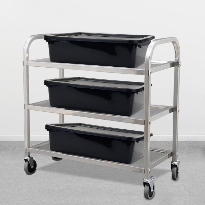 Pekky 13 L Food Service Bus Tubs with Lids, 3 Packs Commercial Tote Box, Black - Image 3