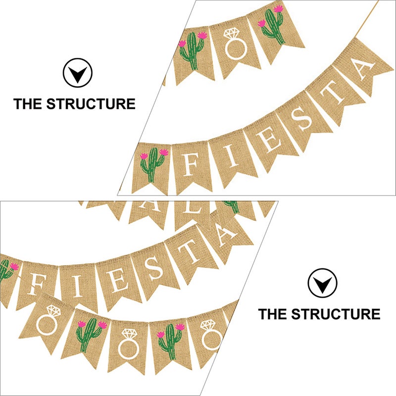 2 Sets Wedding Party Cartoon Linen Swallowtail Banners Hanging Ornaments - Image 4