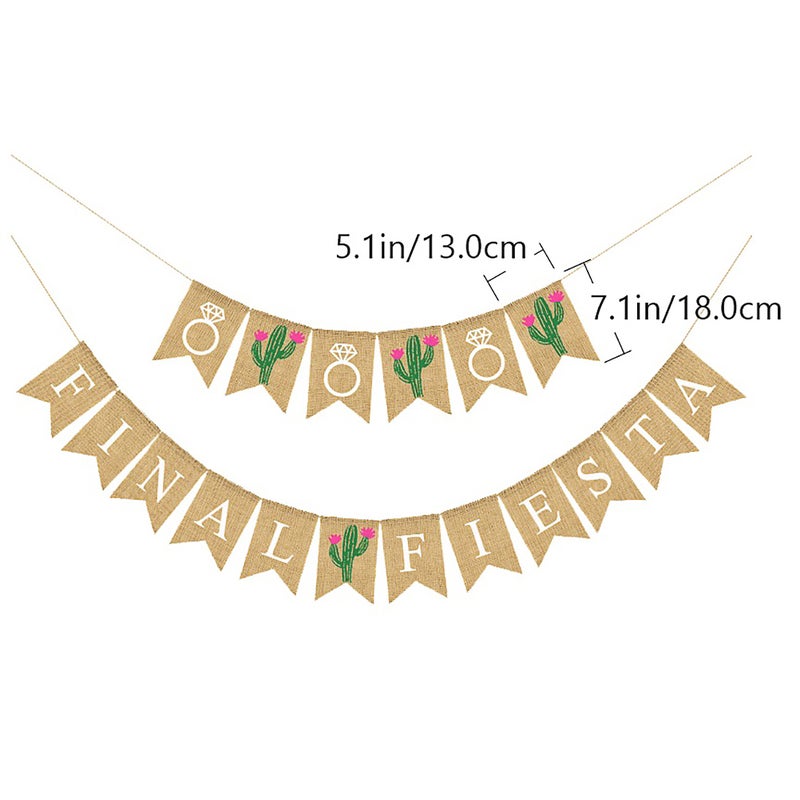 2 Sets Wedding Party Cartoon Linen Swallowtail Banners Hanging Ornaments - Image 2