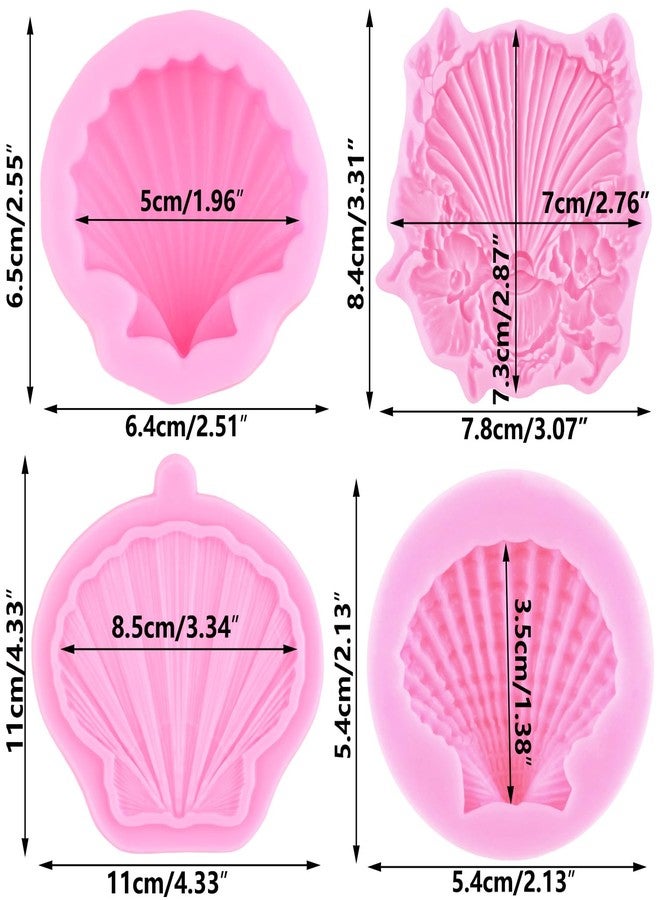 Mujiang Seashell Silicone Molds Shells Clam Fondant Molds For Cake Decorating Chocolate Gum Paste Candy Polymer Clay Set Of 4 - Image 2