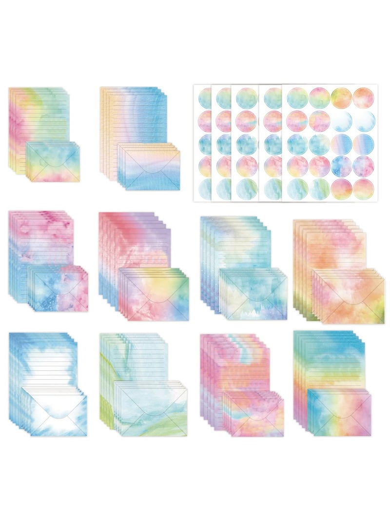 Daytoyz Watercolour Letter Paper and Envelope, TOATELU 1 Set 160 Pieces 22.5 x 15.5 x 2.2 cm Letter Paper with Envelope Pastel Beautiful Writing Paper Set for Office Supplies Stationery You Can Send Someone - Image 1
