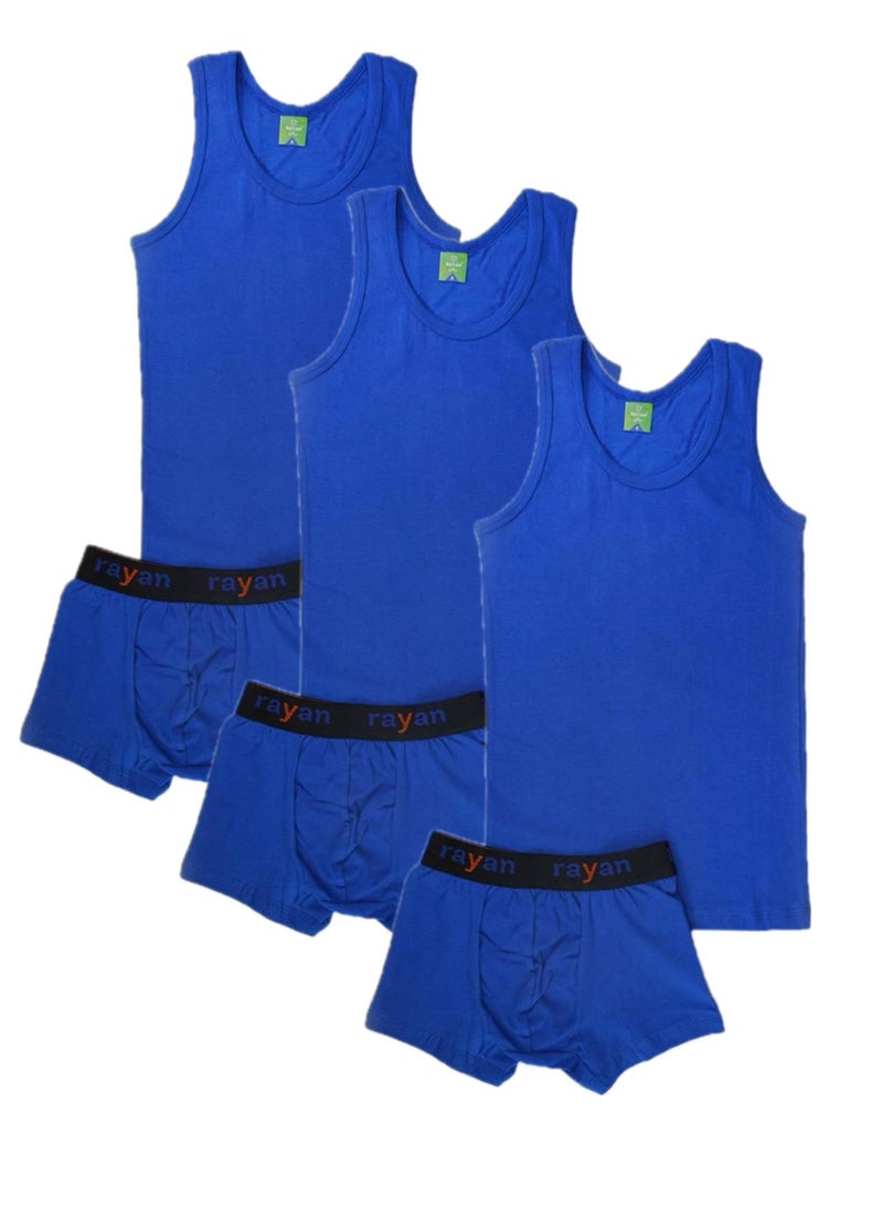Rayan 3 - Sets  Boys/Kids Undershirt and Boxer Underwear Boy Set Dark Blue  - Image 1