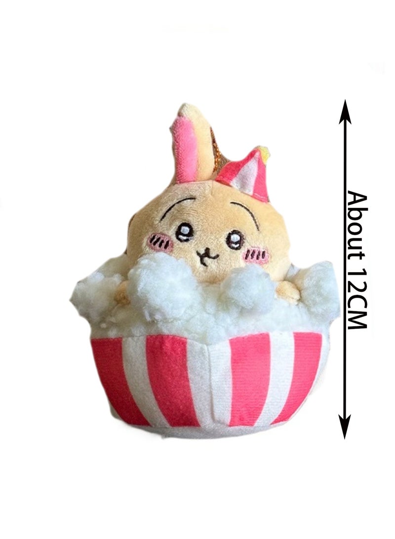 12cm Popcorn Usagi Pendant Keychain Plush Doll Schoolbag Accessories Toy Keychain Boy Girl Gift  - Image 2