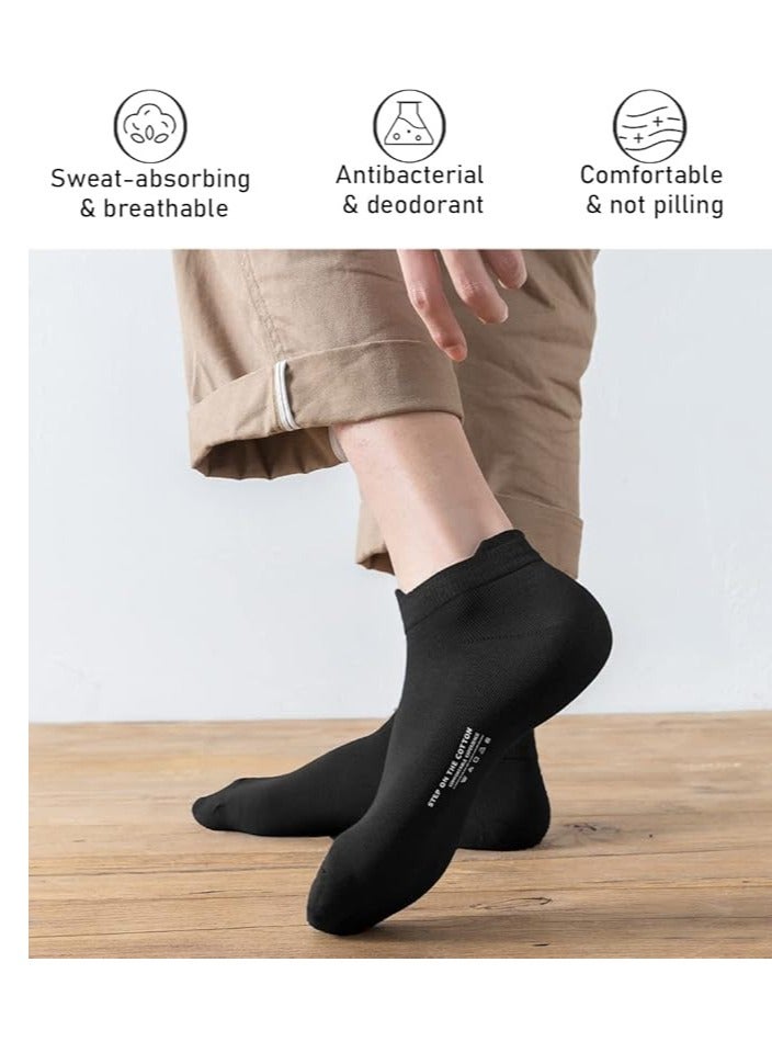GUDOO 3 Pairs Men's Low Cut Athletic Socks 100% Cotton Sports Comfort Cushion Sports Socks Comfort Fit Breathable Sweat-Absorptive Odor-Resistant Socks - Image 4