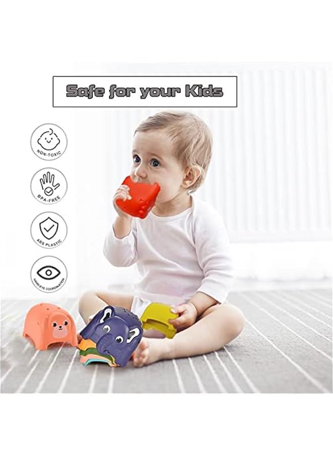 MIXDE Animal Stacking Cups Bath Toys for Toddlers, 8PCS Nesting Cups Set for Boys & Girls 1-3, Montessori Toys for Toddlers 6-12 Months Play for Indoor/Outdoor/Bathtub/Beach - Image 3