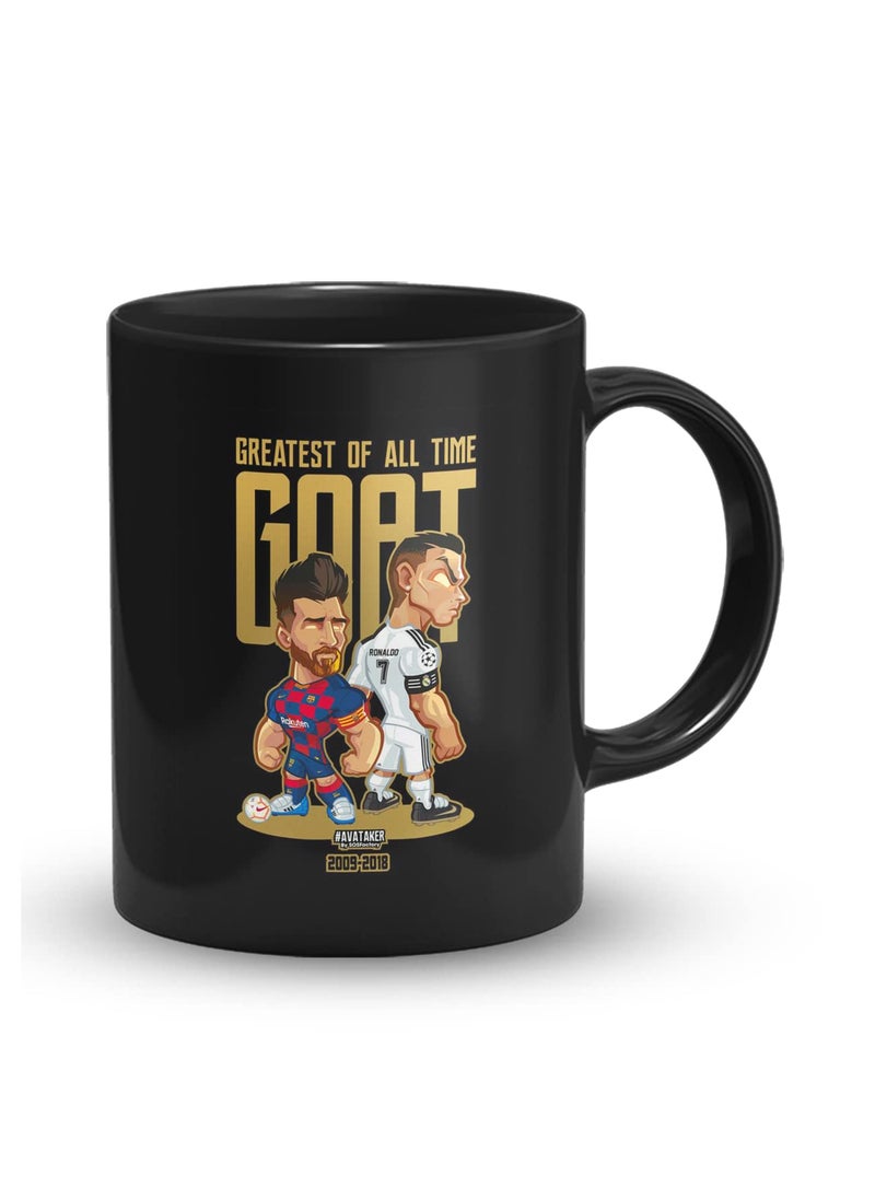 LIGHTNIING HAMMERZ LIGHTNIING HAMMERZ Goat Messi and Ronaldo Printed Coffee Mug Football Print Coffee Mugs 330ml Microwave Dishwasher Safe  - Image 1