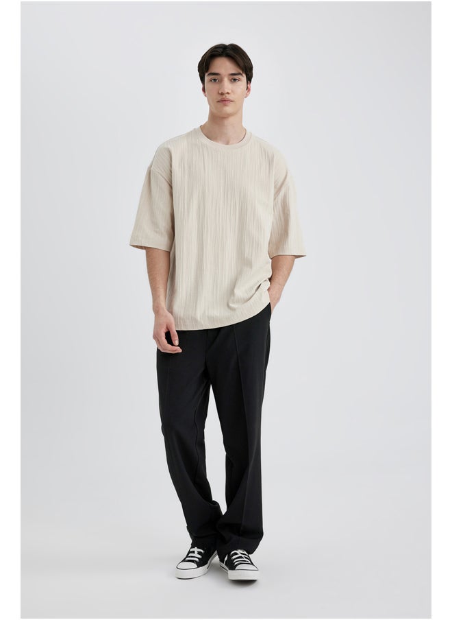DeFacto - Man Loose Fit Crew Neck Short Sleeve Knitted T-Shirt - Image 1