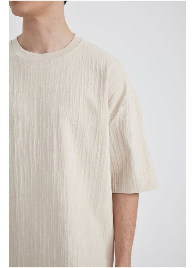 DeFacto - Man Loose Fit Crew Neck Short Sleeve Knitted T-Shirt - Image 1
