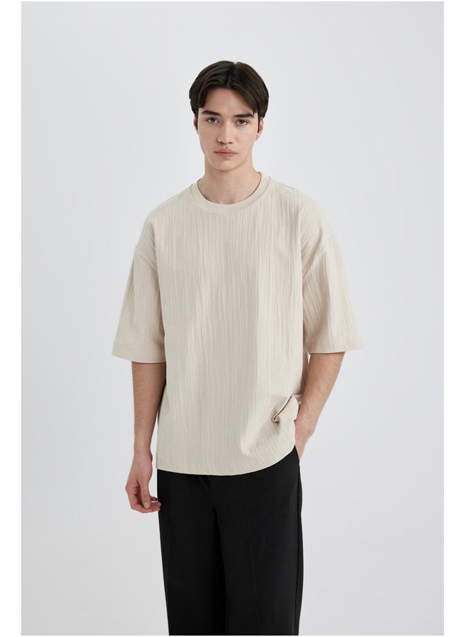 DeFacto - Man Loose Fit Crew Neck Short Sleeve Knitted T-Shirt - Image 1