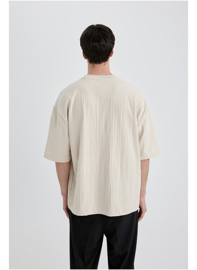 DeFacto - Man Loose Fit Crew Neck Short Sleeve Knitted T-Shirt - Image 1