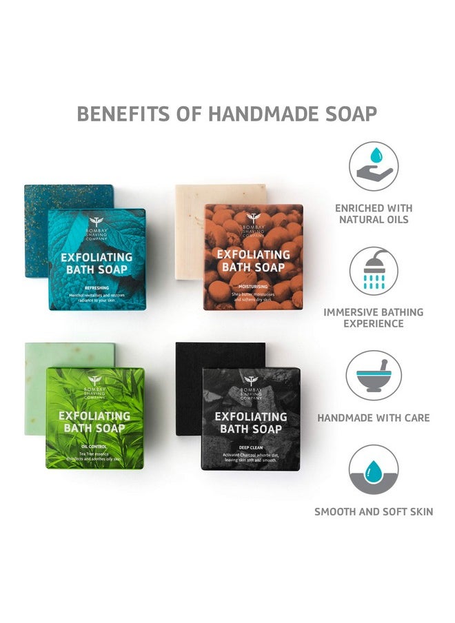 BOMBAY SHAVING COMPANY Exfoliating Bath Soaps, Includes Activated Charcoal, Menthol, Tea Tree And Shea Butter Soaps, 100G (Pack Of 4)  - Image 3