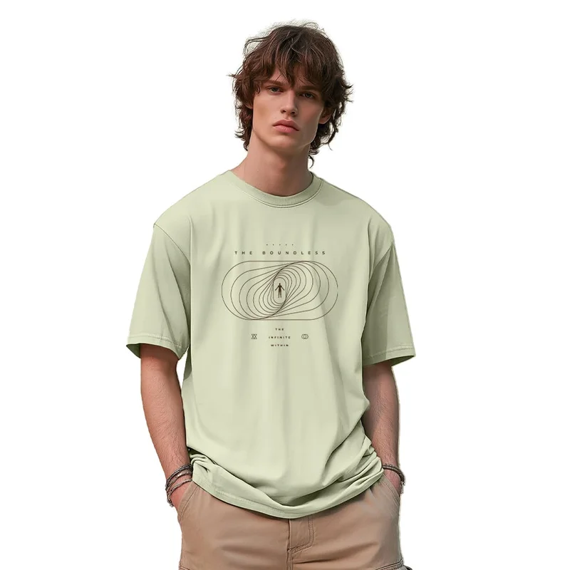 NOBERO Men's Graphic Print T-Shirt in Light Green