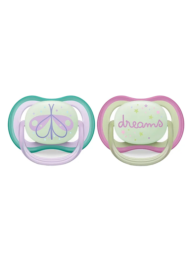 PHILIPS AVENT 2 Pieces Ultra Air Night Pacifier, 0 - 6 Months