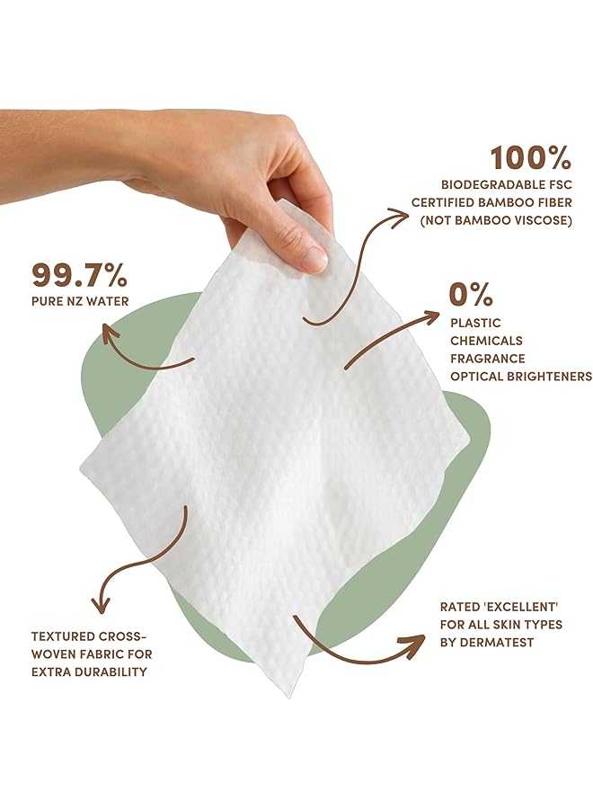 Terra Bamboo Baby Wipes99.7% Pure New Zealand Water 100% Biodegradable Bamboo Fiber 0% Plastic For Sensitive Skin No Harmful Chemicals Or Unwanted Ingredients 0+ Months 1 Pack Of 70 Wipes - Image 4