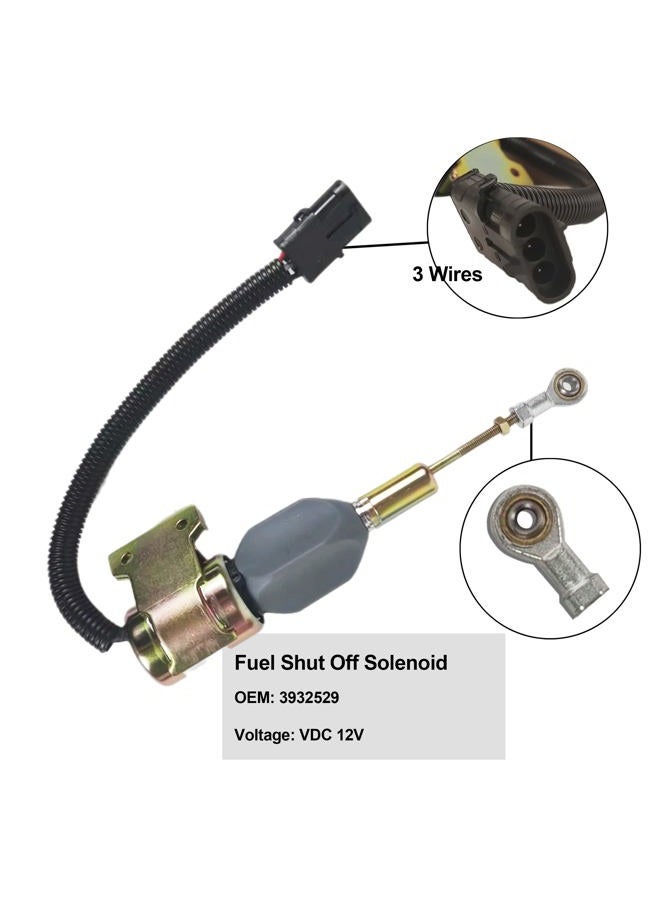RABROPAR Fuel Shut Off 12V Solenoid Compatible With Cummins 3932529 3939700 3930658 3935431 SA-4756-12 SA-4891-12 J932529 - Image 2