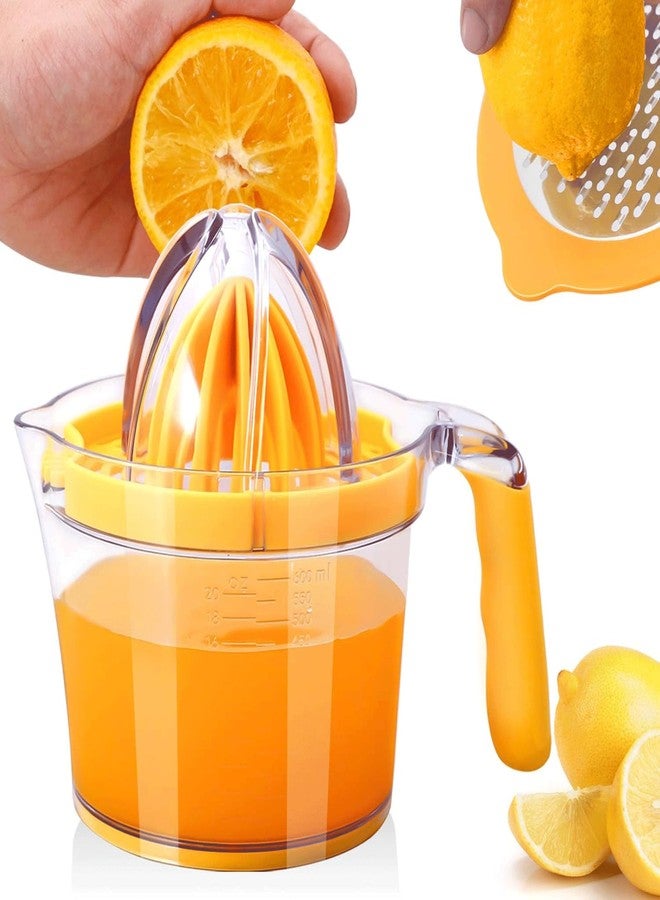 Drizom Citrus Lemon Orange Juicer Manual Hand Squeezer, Fruit Juicer Lime Press with Built-in Measuring Cup and Grater and Egg separator, Non-Slip Silicone Handle, 20OZ - Image 1