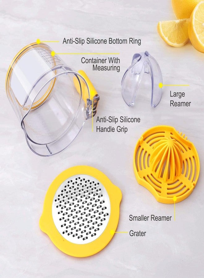 Drizom Citrus Lemon Orange Juicer Manual Hand Squeezer, Fruit Juicer Lime Press with Built-in Measuring Cup and Grater and Egg separator, Non-Slip Silicone Handle, 20OZ - Image 3