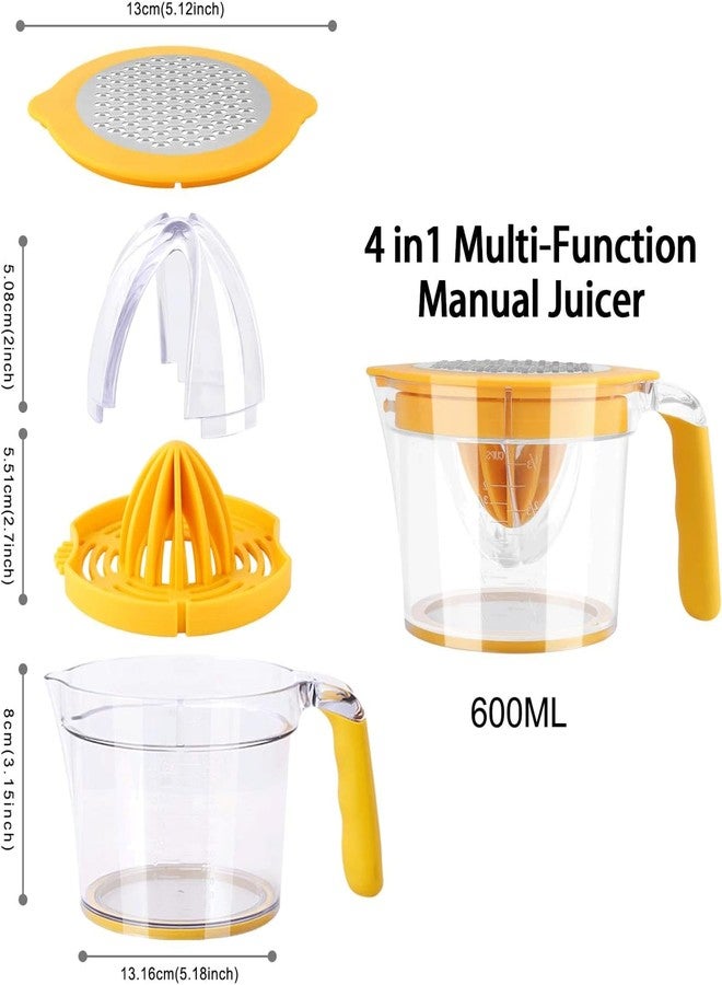 Drizom Citrus Lemon Orange Juicer Manual Hand Squeezer, Fruit Juicer Lime Press with Built-in Measuring Cup and Grater and Egg separator, Non-Slip Silicone Handle, 20OZ - Image 2