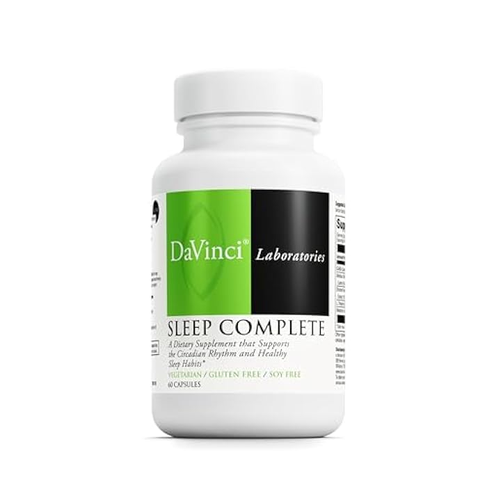 DAVINCI Labs Sleep Complete - Dietary Supplement to Support Healthy Sleeping Habits, Relaxation and Sleep* - with Melatonin, Lemon, Ashwagandha and L-Theanine - Gluten-Free - 60 Vegetarian Capsules - Image 1