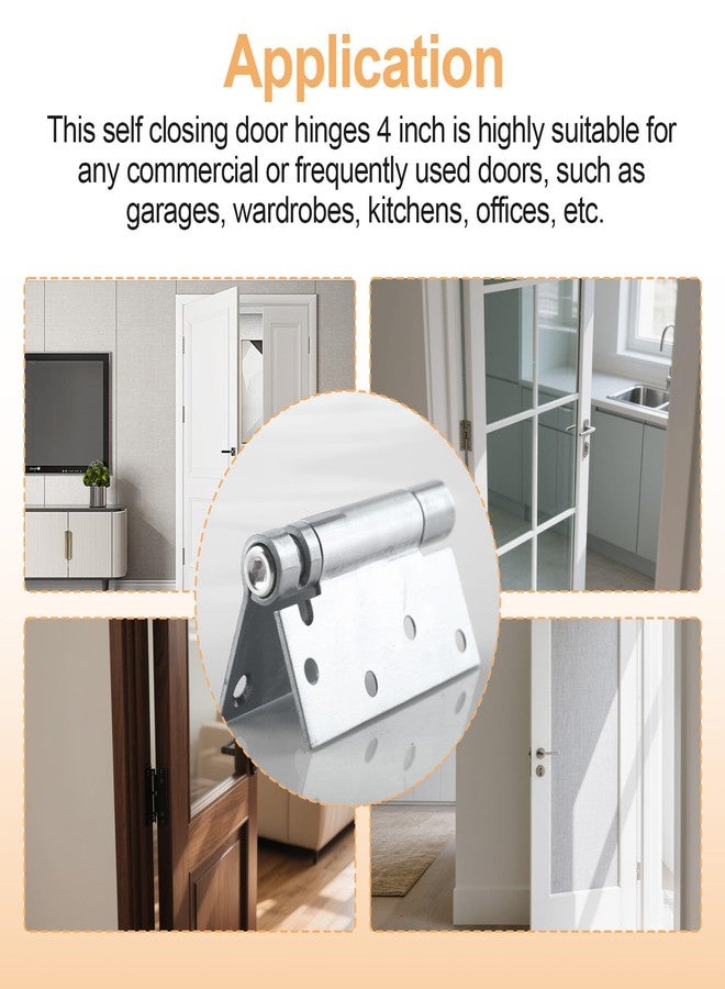 Hugexpen 2-Pack 4" Self-Closing Door Hinges, Stainless Steel Heavy Duty Spring Hinges, 5" Stainless Steel Mortise Spring Hinges with Mounting Screwdriver Hardware (2 Pack) (4 inches) - Image 5
