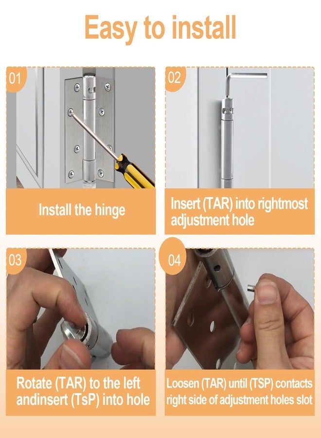 Hugexpen 2-Pack 4" Self-Closing Door Hinges, Stainless Steel Heavy Duty Spring Hinges, 5" Stainless Steel Mortise Spring Hinges with Mounting Screwdriver Hardware (2 Pack) (4 inches) - Image 4