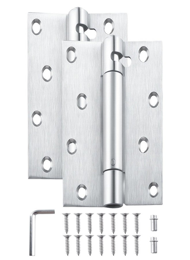 Hugexpen 2-Pack 4" Self-Closing Door Hinges, Stainless Steel Heavy Duty Spring Hinges, 5" Stainless Steel Mortise Spring Hinges with Mounting Screwdriver Hardware (2 Pack) (4 inches) - Image 1