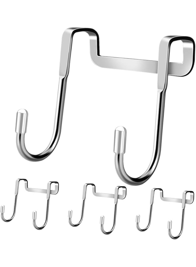 promass Multifunction Double Hanger Hook for home,Stainless Steel Door Hook for Closet Wardrobe Door Kitchen Bathroom Bedroom, Hanging Clothes Bags Towels(4pcs) - Image 1