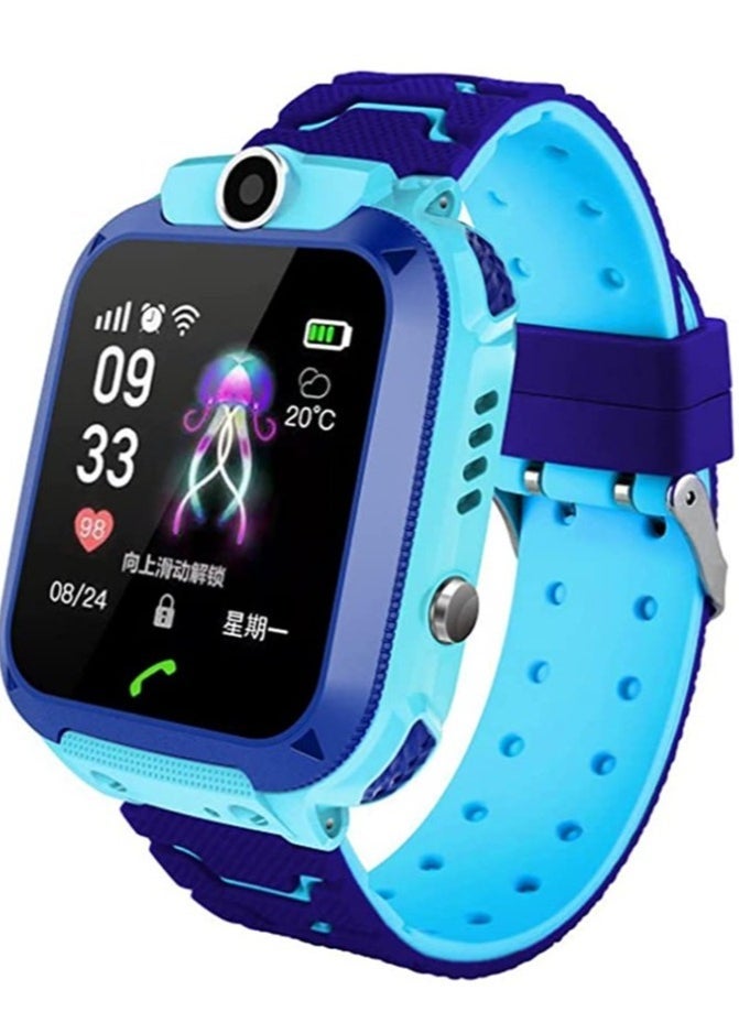 ELTRAZONE - Waterproof Touching Screen Intelligent Smart Watch With SOS Call Voice Chat Alarm Clock Compatible For Android and iOS Phone Blue - Image 1