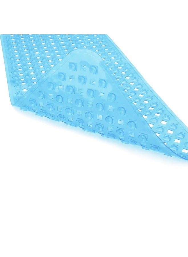 جيه زد اس سجادة حوض استحمام JZS غير قابلة للانزلاق، سجادة حمام للحوض، سجادة دش بفتحات تصريف وأكواب شفط، قابلة للغسل في الغسالة، خالية من BPA واللاتكس والفثالات، 88 × 40 سم، لون أزرق نظيف - Image 1