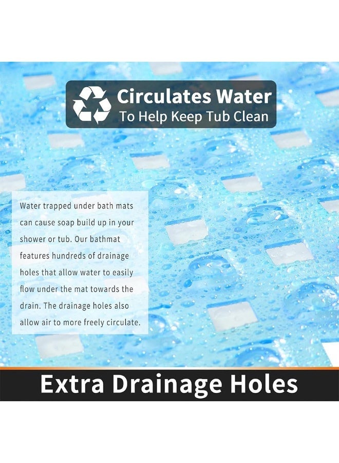 JZS Bathroom Mat Non Slip, Bath Mats for Tub, Shower Mat with Drain Holes Suction Cups, Machine Washable, BPA, Latex,Phthalate Free,88 x 40cm, Clean Blue - Image 4