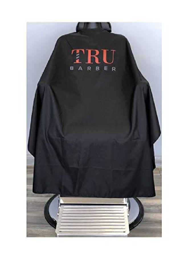 TRU BARBER Silicone neck cape 100% Polyester light weight cape and Waterproof Professional Cape with Snap Closure Hair Salon Cutting Cape Barber Cape Barbershop cape 50" x 58” (Blak;Red)  - Image 2