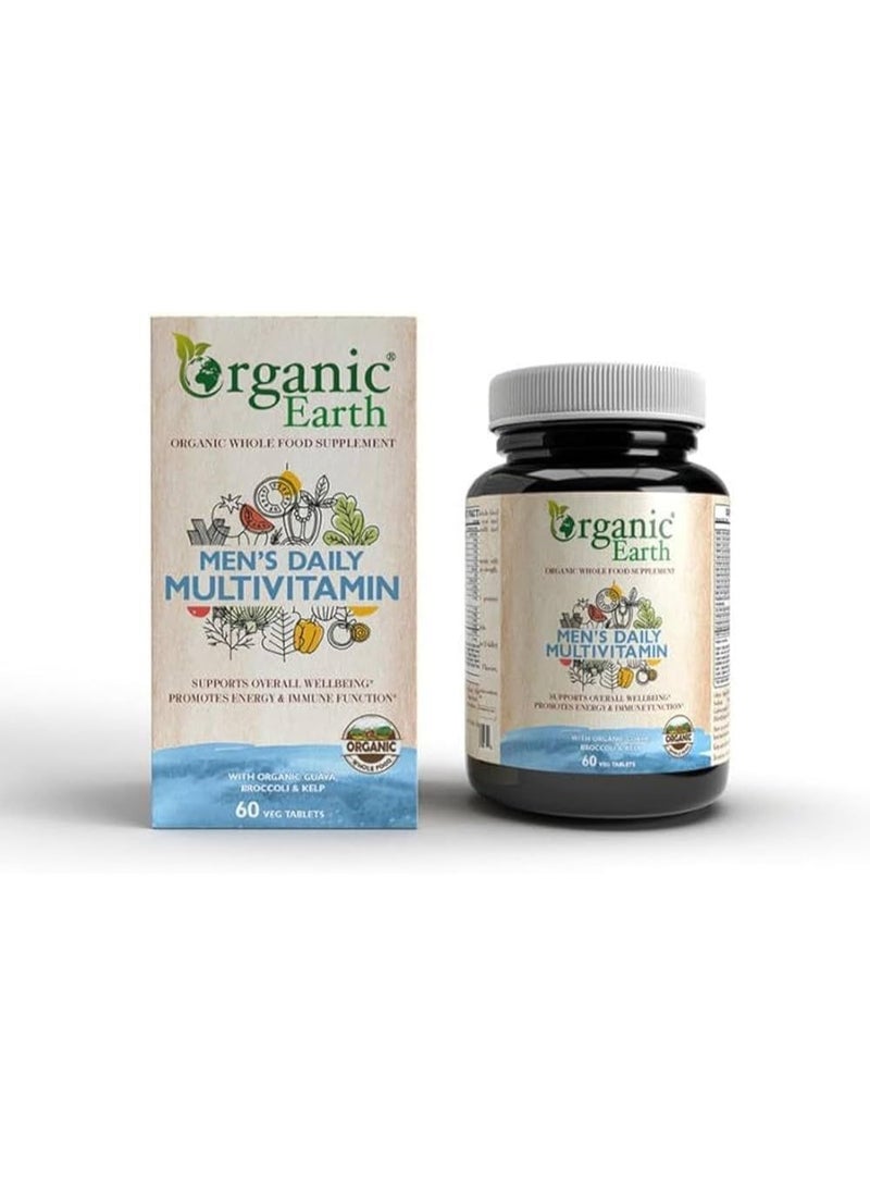 Organic Earth Men’S Daily Multivitamins with Organic Guava, Broccoli & Kelp  (60 Capsules) - Image 1