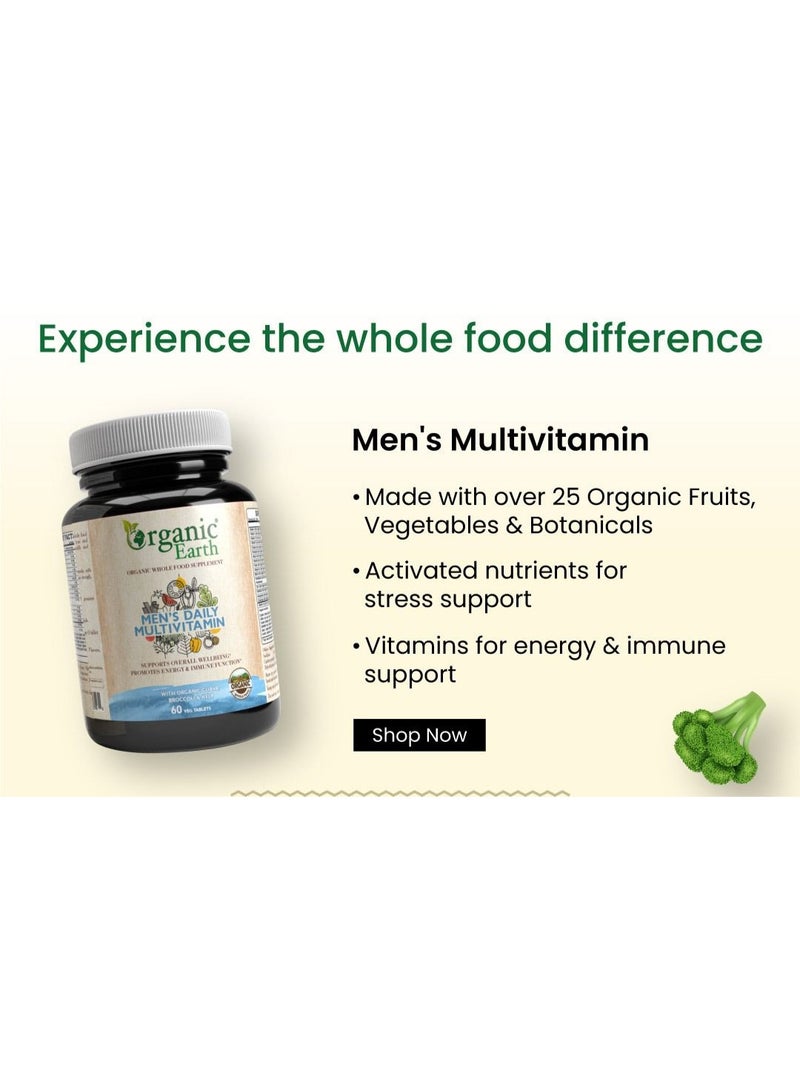 Organic Earth Men’S Daily Multivitamins with Organic Guava, Broccoli & Kelp  (60 Capsules) - Image 2