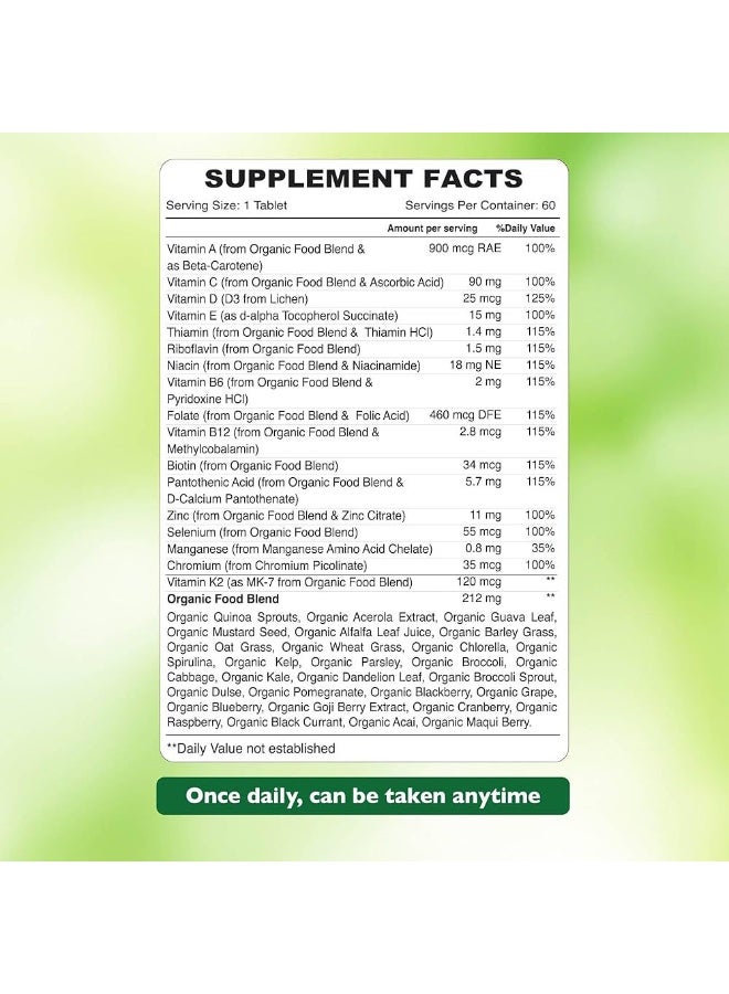 Organic Earth Men’S Daily Multivitamins with Organic Guava, Broccoli & Kelp  (60 Capsules) - Image 3