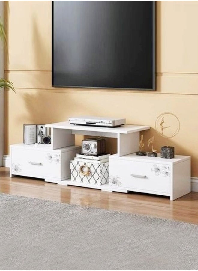 C&C Home طاولة تلفزيون قابلة للتطوير بطول غرفة المعيشة وأثاث منزلي على الطراز الحديث 130 × 26 × 33 سم  - Image 1