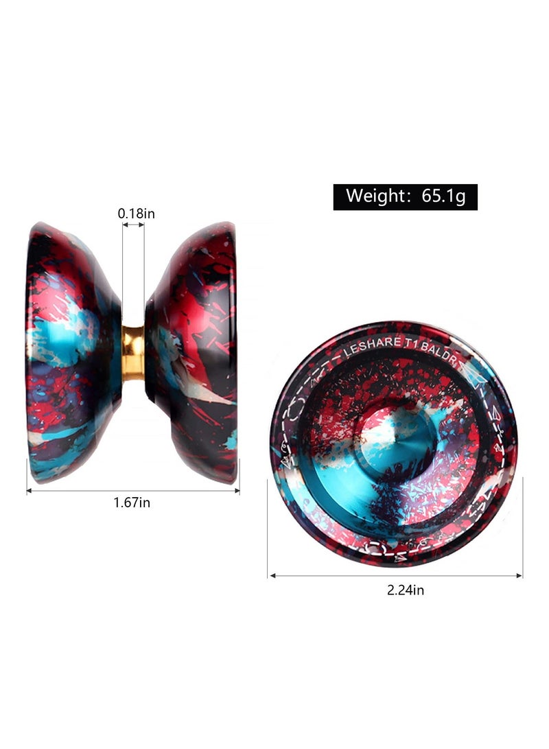 كابتن تيك High-Precision Unresponsive Aluminum Yo-Yo for Kids and Adults, Includes 1 Glove and 5 Mixed Color Strings (Red) - Perfect for Professional Play and Tricks. - Image 4