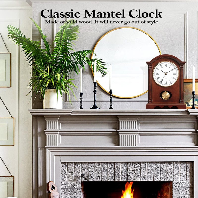 AYRELY ® Classic Grandfather Mantel Clock for Living Room Déco, Elegant Wooden Finish, Gold-Tone Pendulum, Desk Clock for Living Room, Bedroom, Farmhouse Décor - Image 3