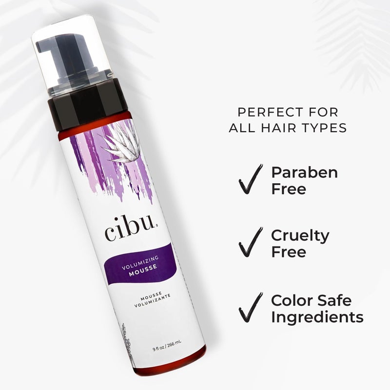 CIBU Volumizing Mousse | Travel Size Fine Hair Thickening Mousse | Strong Hold | Ultra Lightweight | Shine | Nutrient-Rich Aloevera, Rice Protein, Sunflower Seed Extract | 9oz - Image 3