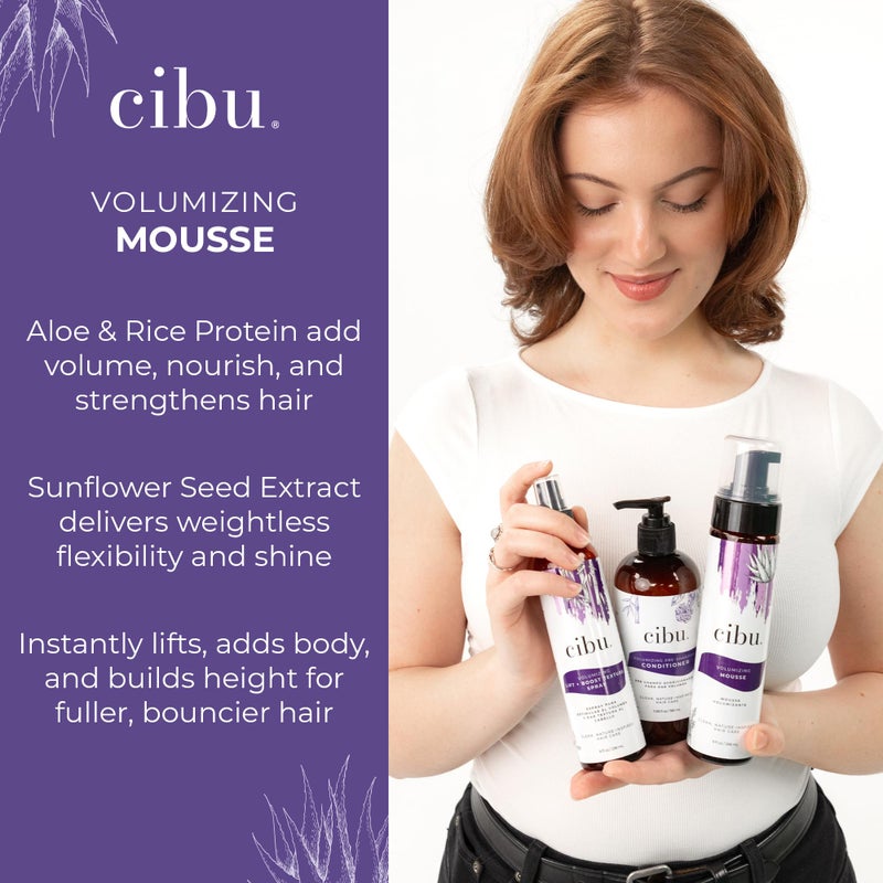 CIBU Volumizing Mousse | Travel Size Fine Hair Thickening Mousse | Strong Hold | Ultra Lightweight | Shine | Nutrient-Rich Aloevera, Rice Protein, Sunflower Seed Extract | 9oz - Image 4