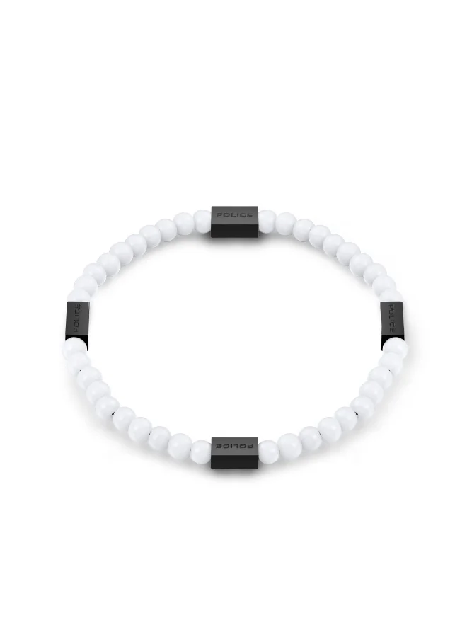 POLICE Urban Color Pyramid White Jade Beads Bracelet L