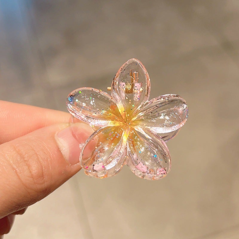 Tropical Flower Hair Claw Clip for Women small pink - Image 1