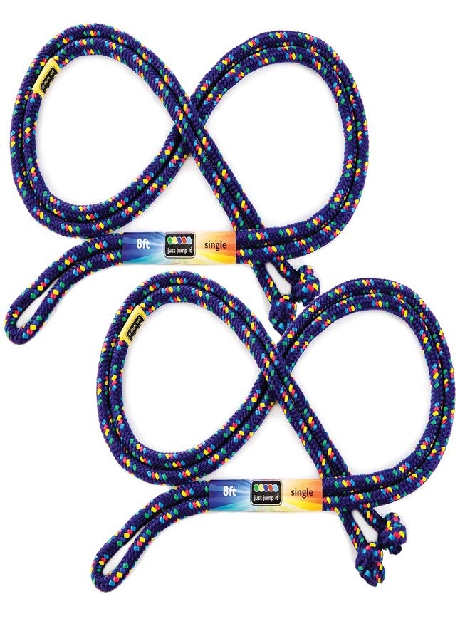 Just Jump It 8' Foot Jump Rope 2 Pack - Active Outdoor Youth Fitness Excersing Equipment - Braided Nylon Gym Accessories - Purple Confetti - Image 1