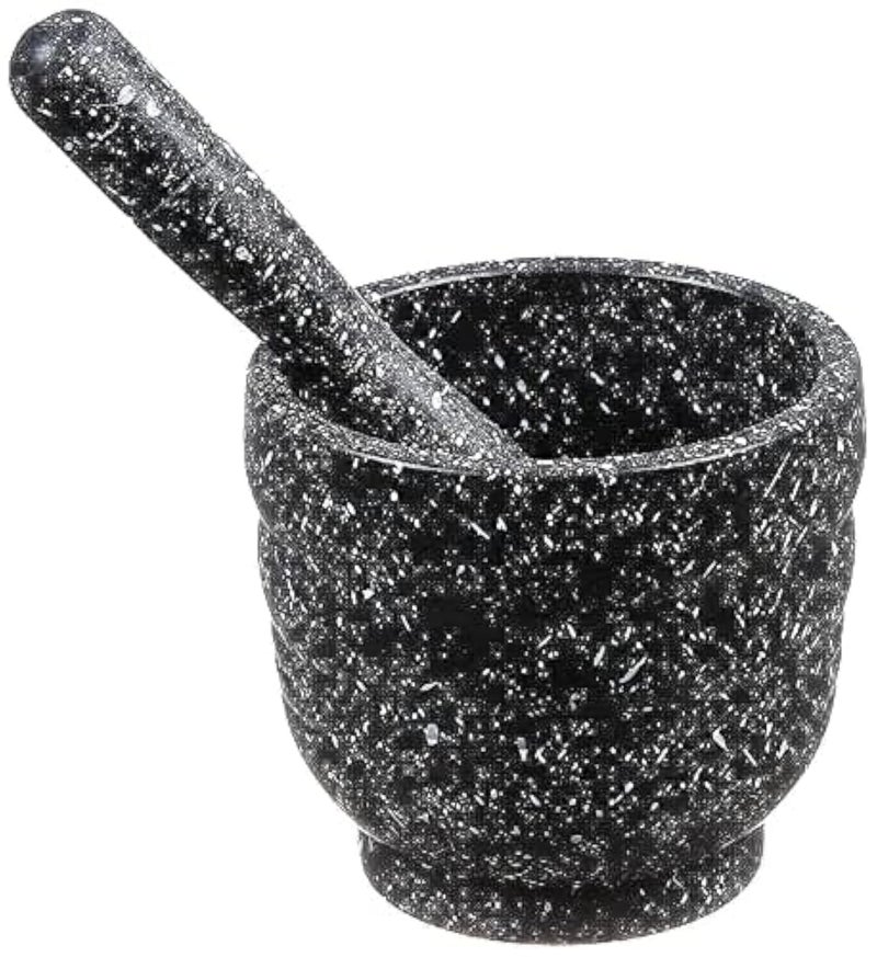 Elshahd Granite Mortar and Prestle Set - Black and White
