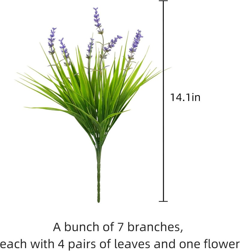 alyptus 12 Bundles Artificial Plants Outdoor Fake Monkey Grass with Flowers for Pot UV Resistant Plant Decor for Window Garden Patio Hanging Planter Pathway Front Porch (Grass with Flowers) - Image 2